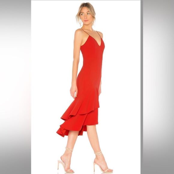 Alice+Olivia Amina Plunging Sweetheart Body-con Dress In Perfect Poppy sz 8 - Picture 16 of 16